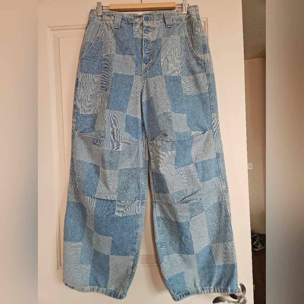 We the Free Newbies Slouchy Wide Leg Patchwork Jeans Women's Size S